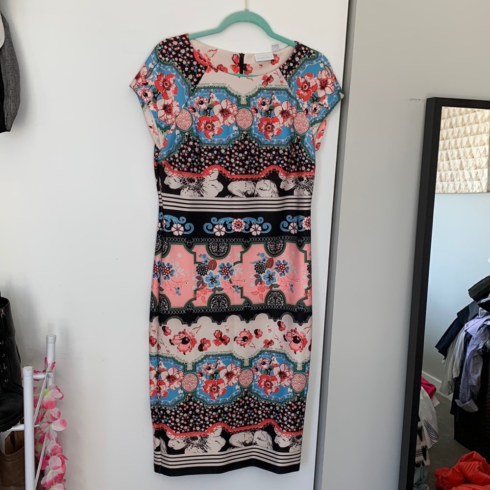 NY&C Oriental Patterned Sheath Dress Size 8